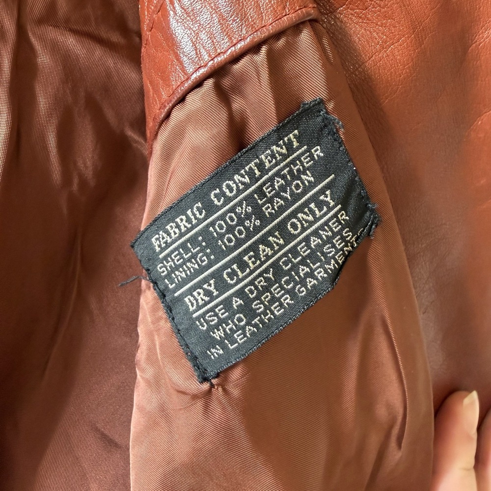 VTG Rue Royale Nino Cerruti Mens Leather Jacket 44R Rust/Brown Fall Old Money - Picture 7 of 7